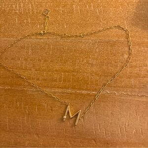 Kendra Scott Gold Letter initial M Pendant Necklace Pearl Box NWT